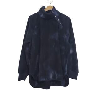 Green Tea | Tie Dye Fleece Pullover with Asymmetrical Snap Neckline and Pockets